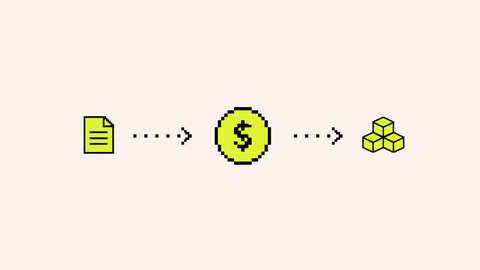 Pixel-art flow representing approved public token contract sources